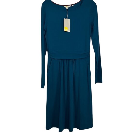Boden Abigail Teal Jersey Dress  Long Sleeve Stretch NWT Size 8 - Picture 7 of 7